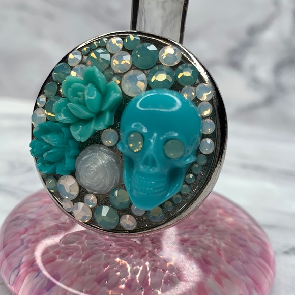 Tarina Tarantino Aqua Skull Collage Ring
